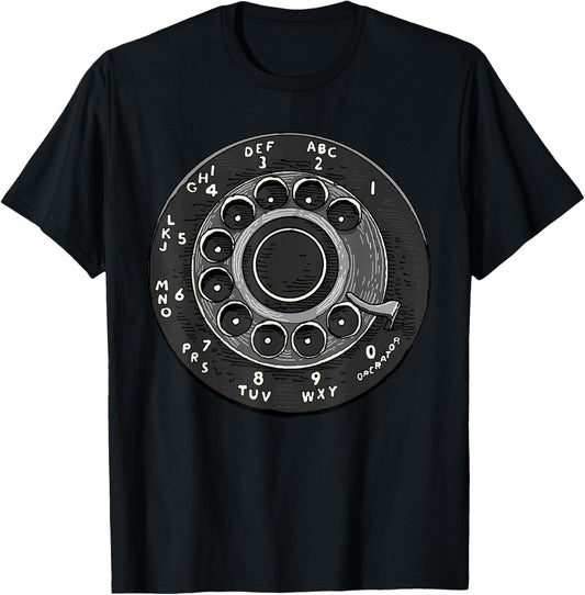 Rotary Phone Shirt Retro Phone Number Rotary Dial Classic T-Shirt - T-Shirt | Black