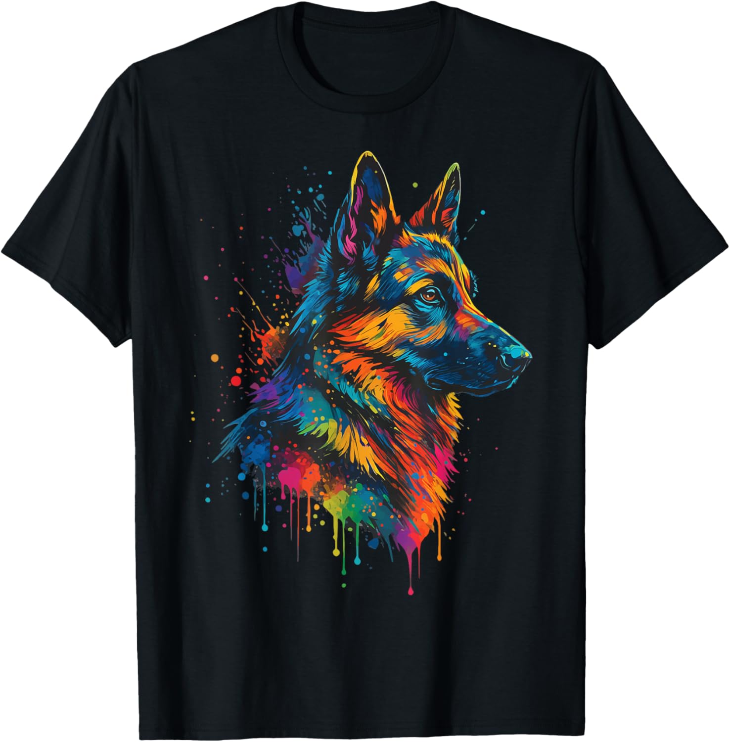 German Shepherd Colorful T-Shirt - T-Shirt | Black