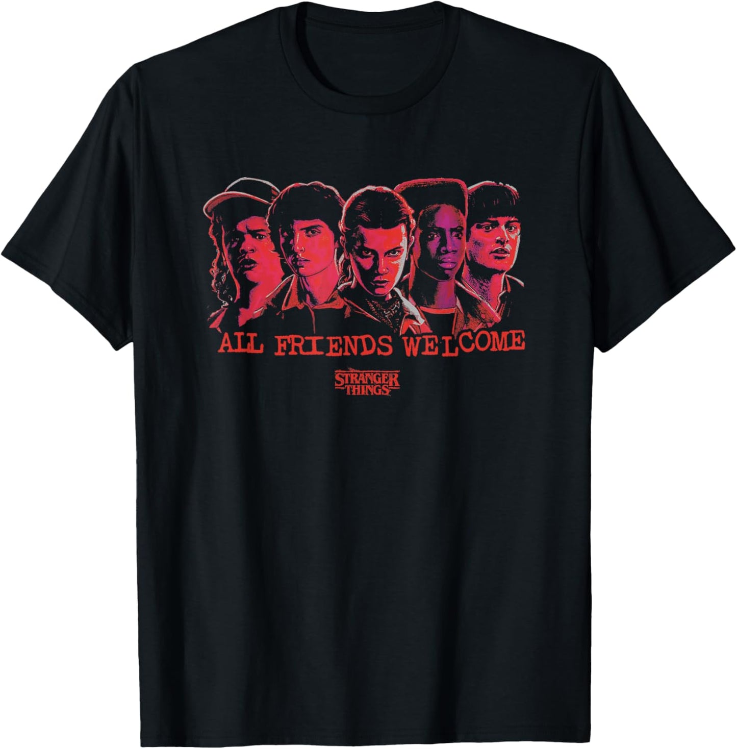 Stranger Things Eleven Mike Dustin Lucas Will T-Shirt - T-Shirt | Black