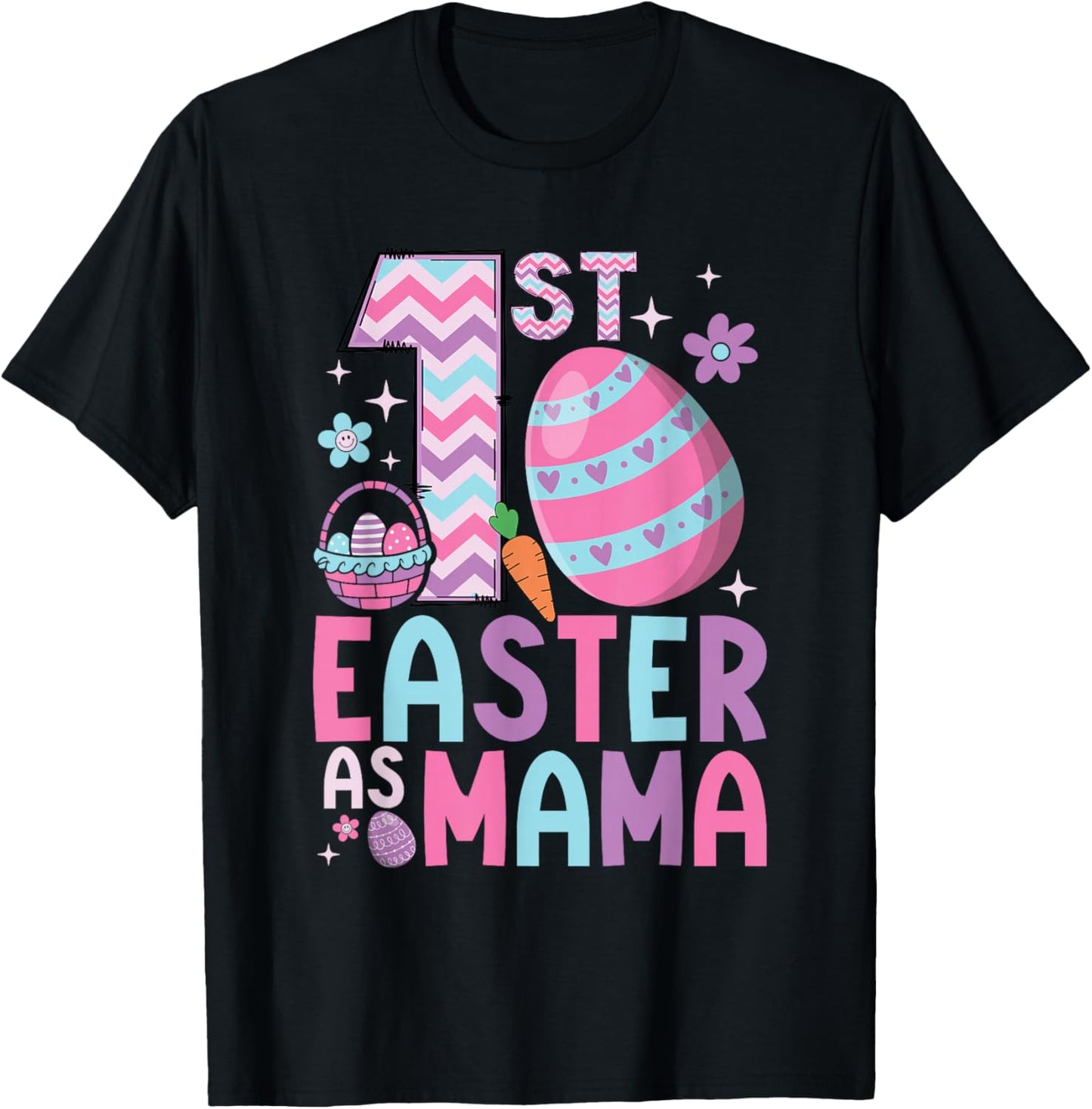 First Easter As Mama Matching Family 1st Easter New Mom T-Shirt - T-Shirt | Black