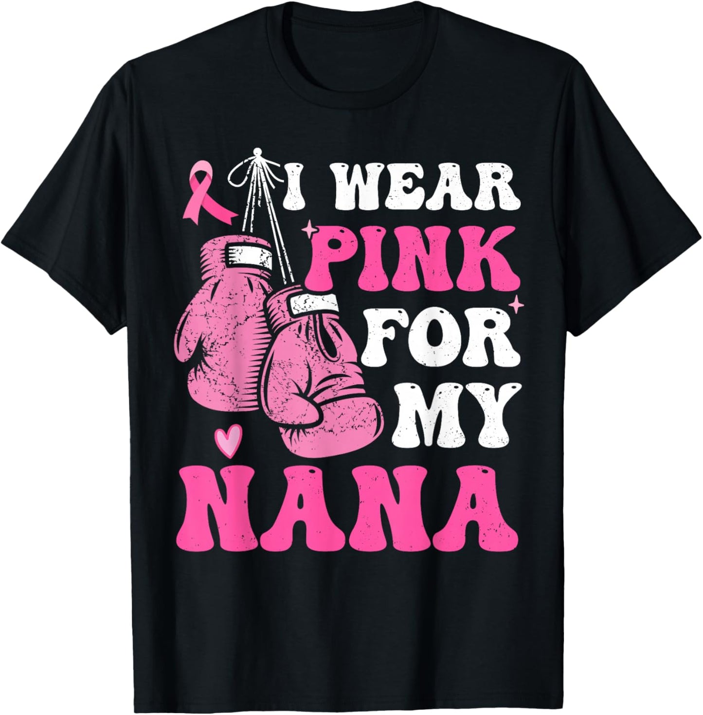 I Wear Pink For My Nana Breast Cancer Awareness Grandma Kids T-Shirt - T-Shirt | Black