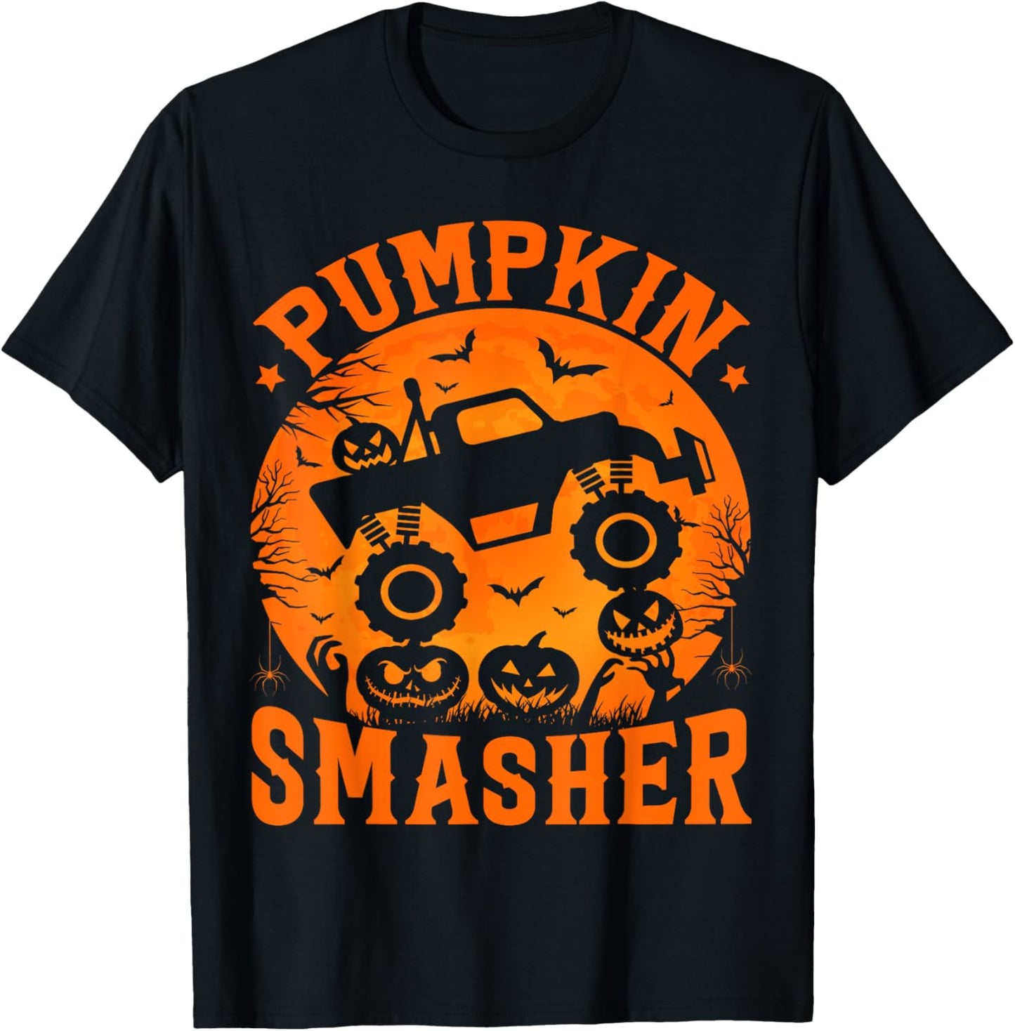 Pumpkin Smasher Halloween Kids Monster Truck Halloween Boy T-Shirt - T-Shirt | Black