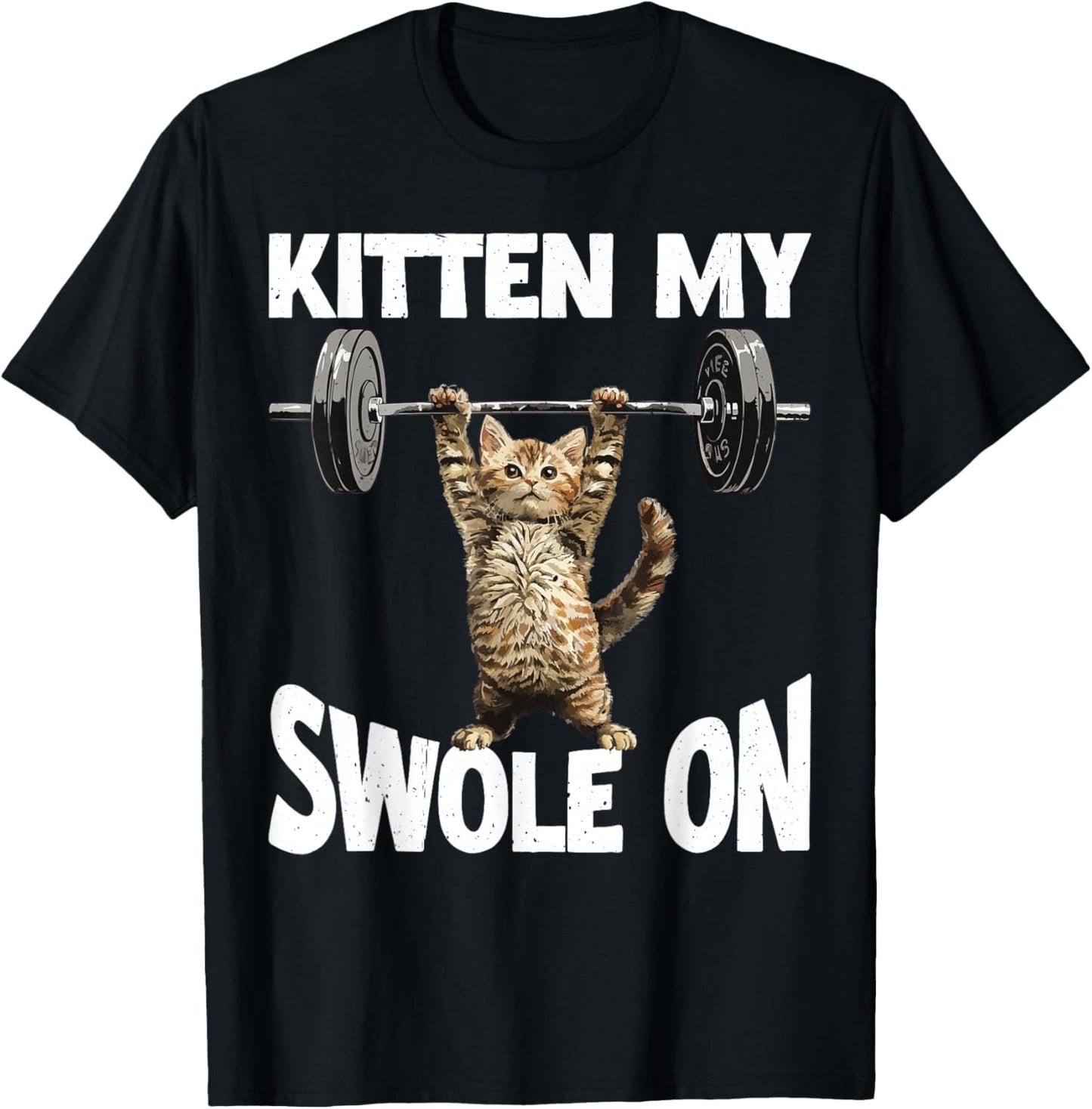 Kitten My Swole On Cute Gym Workout T-Shirt - T-Shirt | Black