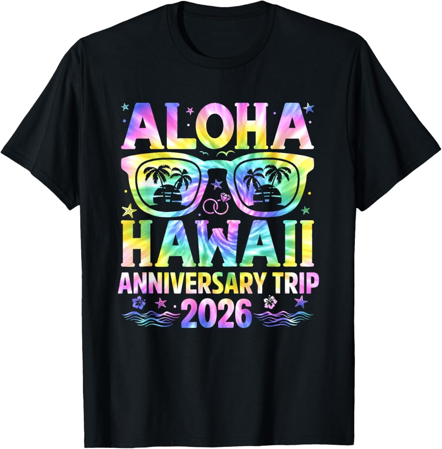 Aloha Hawaii Anniversary Trip 2026 Couple Matching Vacation T-Shirt - T-Shirt | Black