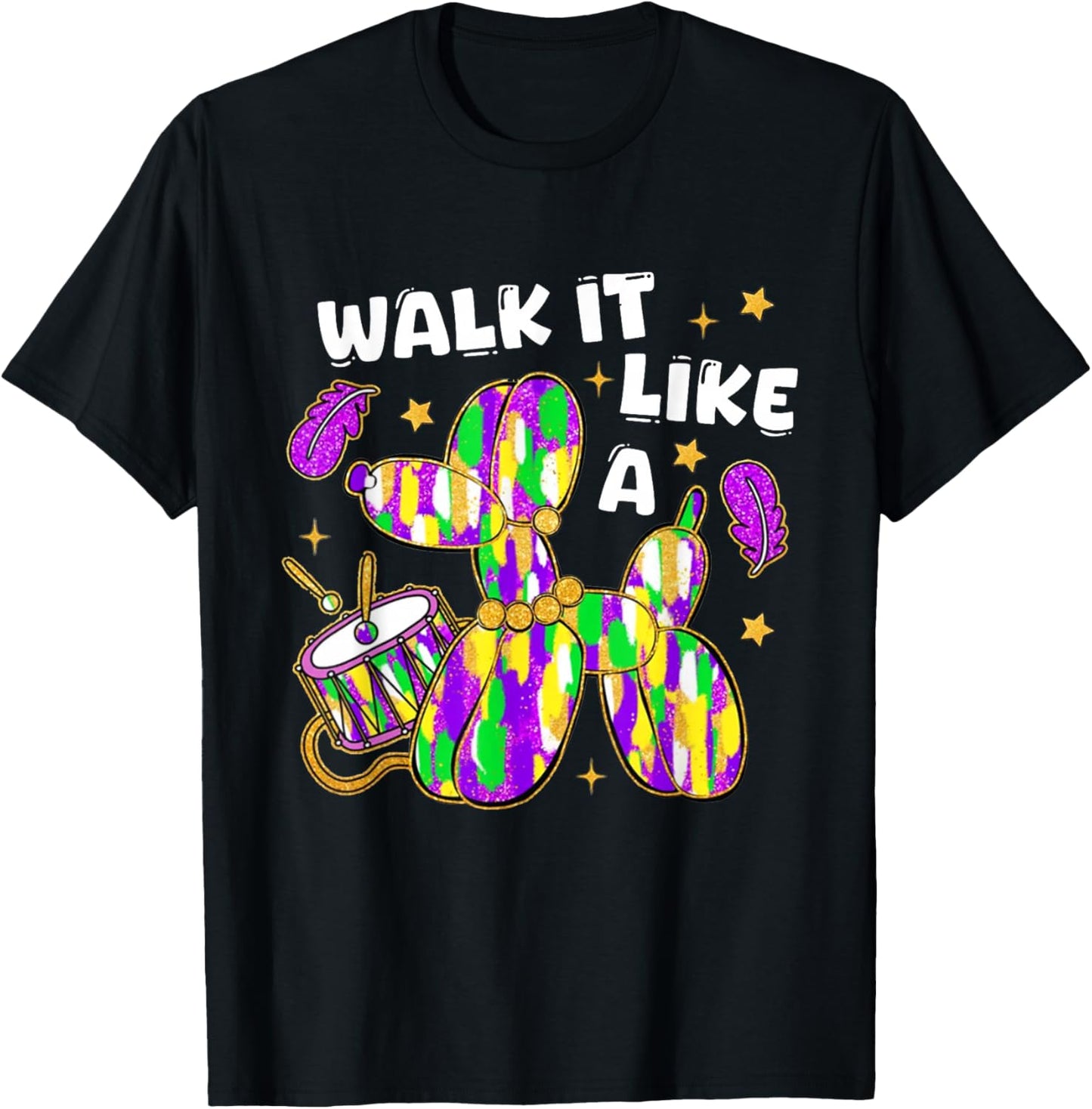 Walk It Like A Dog Mardi Gras Men Women T-Shirt - T-Shirt | Black