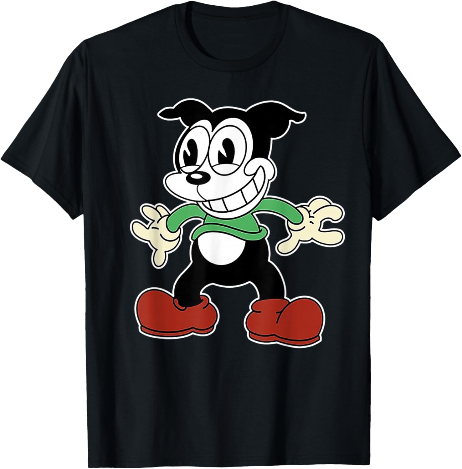 Dessin animé Vintage Happy Dog T-Shirt - T-Shirt | Black