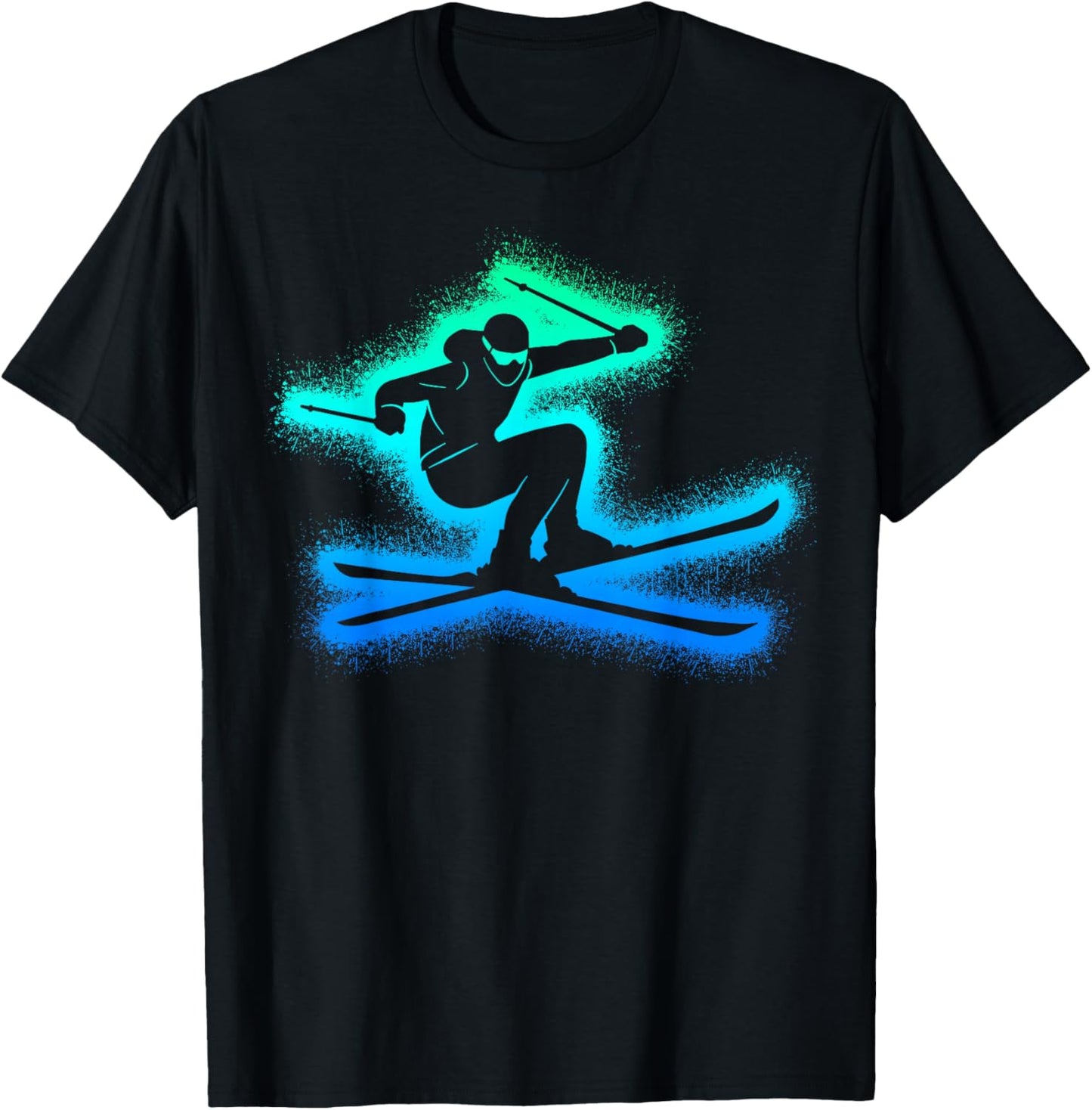 Skiing Skier Children's Boys Men's Ski T-Shirt - T-Shirt | Black
