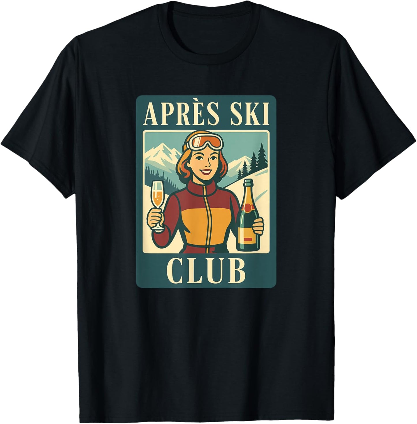 Retro Après Ski Club Ski Holiday Winter Sports T-Shirt - T-Shirt | Black
