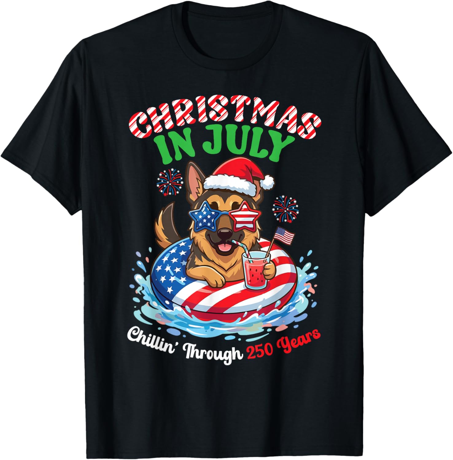Christmas uly German Shepherd Dog Chillin Through 250 Yrs T-Shirt - T-Shirt | Black