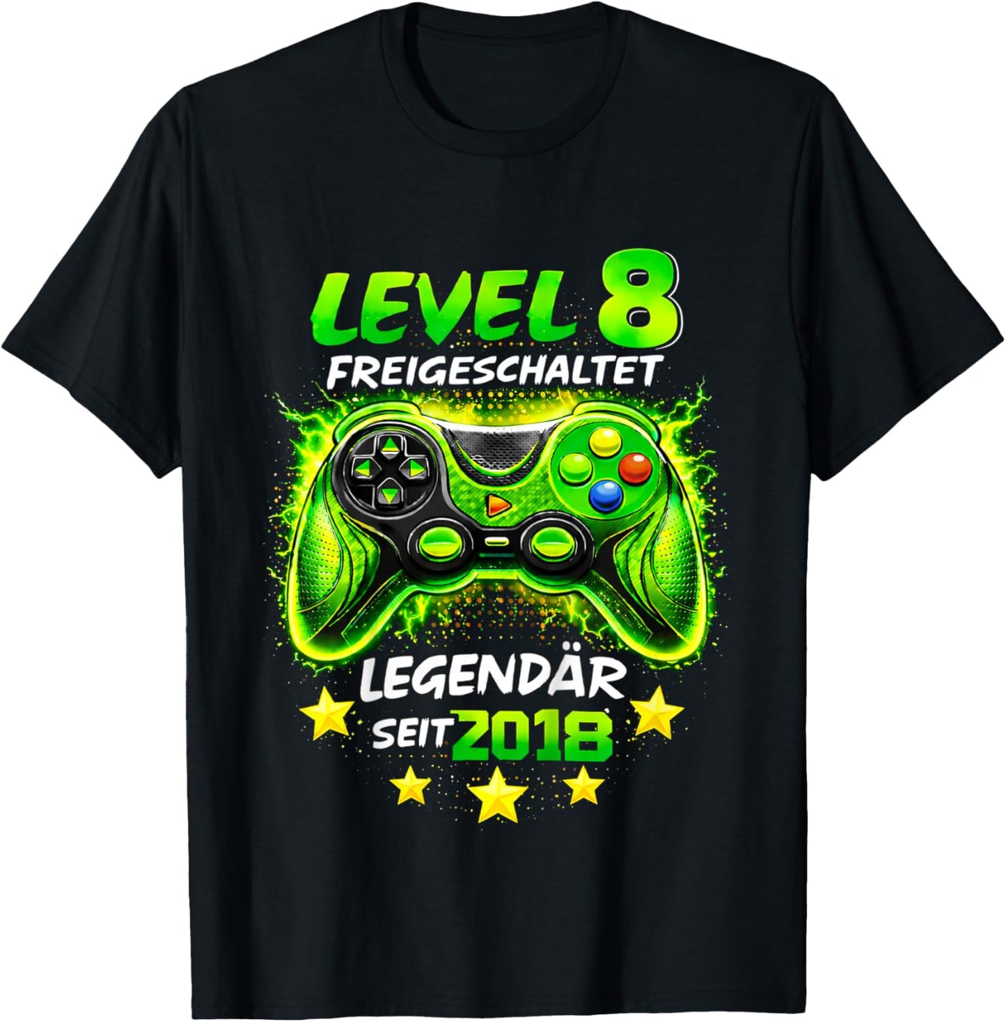 Children's Level 8 Birthday Boy Gamer Funny 2018 8th Birthday T-Shirt - T-Shirt | Black