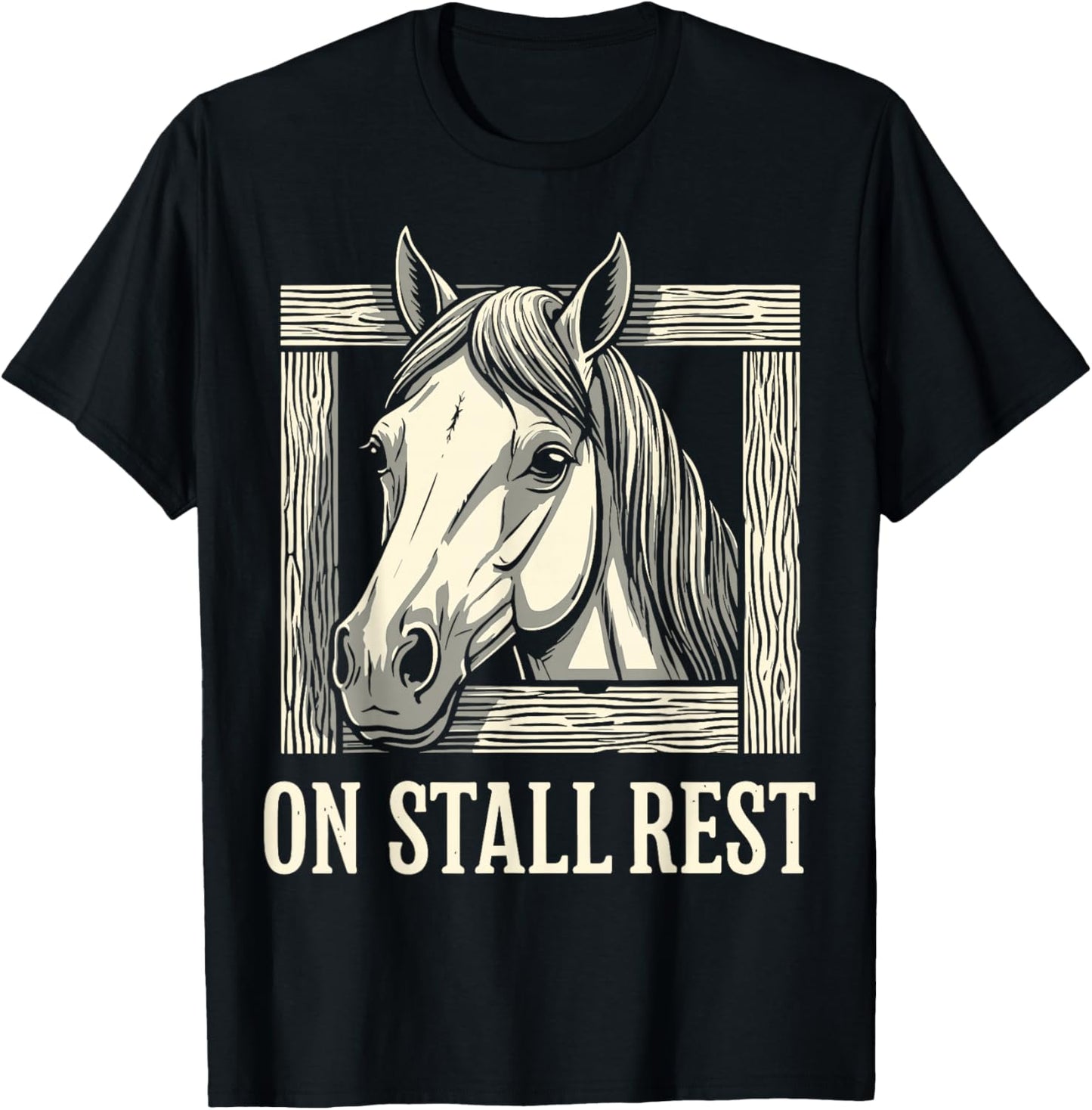 On Stall Rest, Equestrian Horse Stable, Horse Riding T-Shirt - T-Shirt | Black