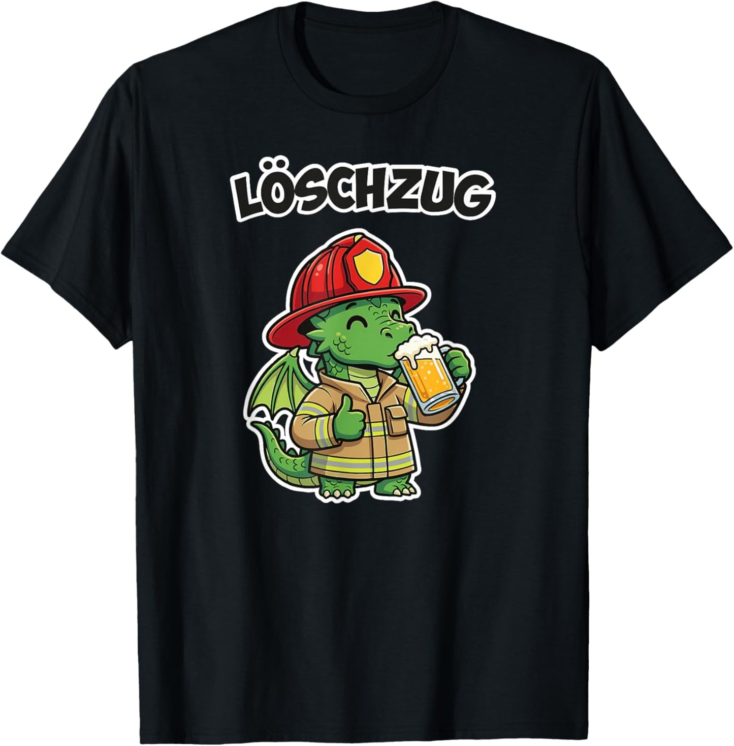 Feuerwehr Drache mit Bier Löschzug - Lustiges Feuerwehrteam T-Shirt - T-Shirt | Black