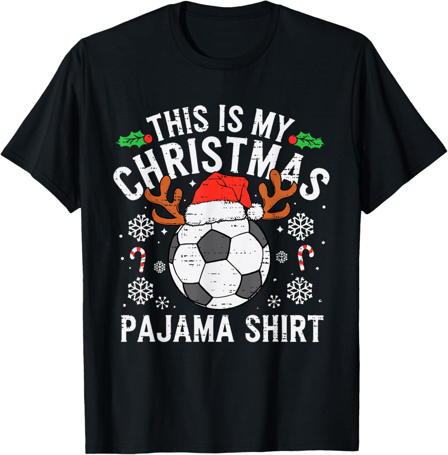 This Is My Soccer Christmas Pajama Shirt Sports Boy Kid T-Shirt - T-Shirt | Black