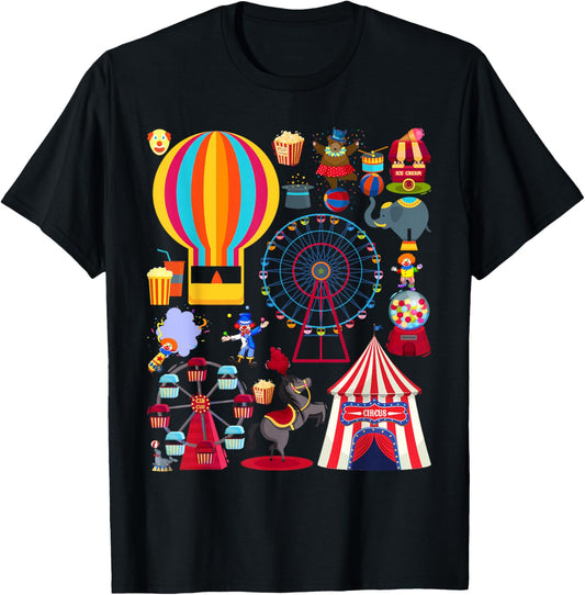Circus Love Heart Ringmaster Party Circus Men Women Kids Boy T-Shirt - T-Shirt | Black