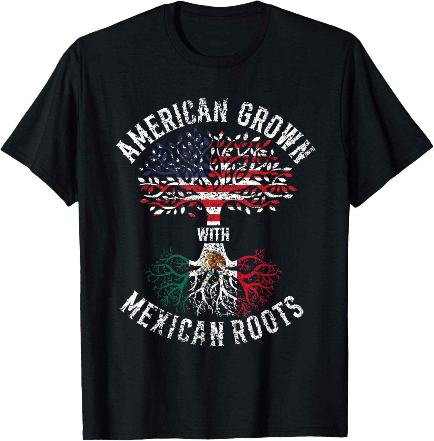 American Grown with Mexican Roots USA Mexico T-Shirt - T-Shirt | Black