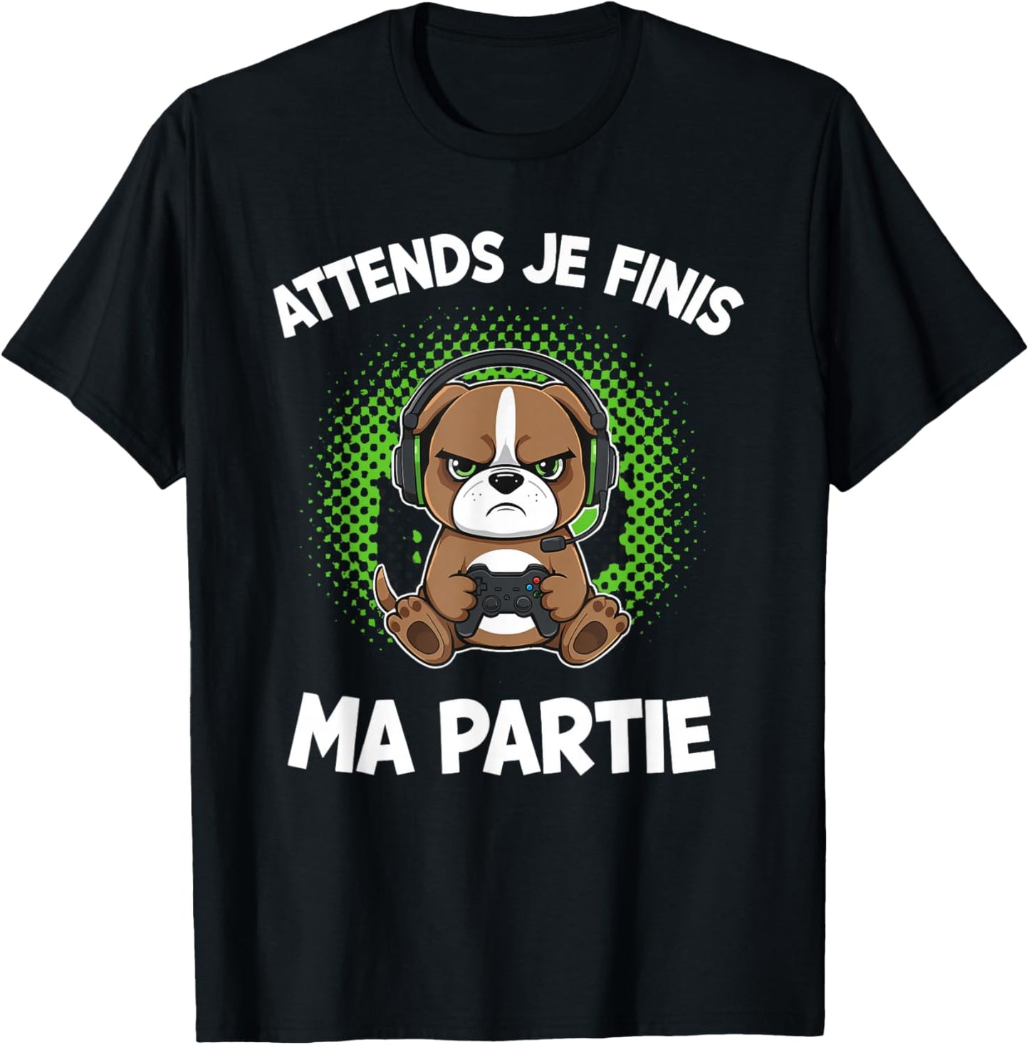 Wait I Finish My Game Funny Humor Gaming Dog Gamer T-Shirt - T-Shirt | Black