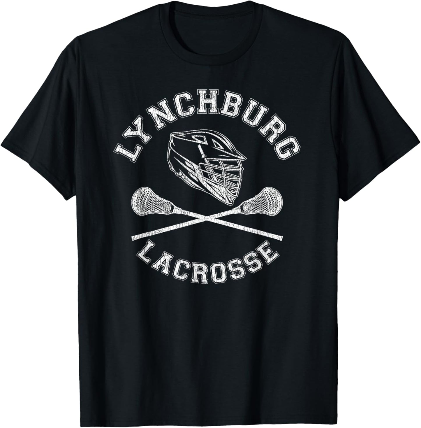 Lynchburg Lacrosse Vintage Distressed Retro Lax T-Shirt - T-Shirt | Black