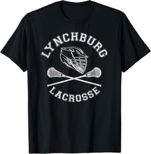 Lynchburg Lacrosse Vintage Distressed Retro Lax T-Shirt - T-Shirt | Black