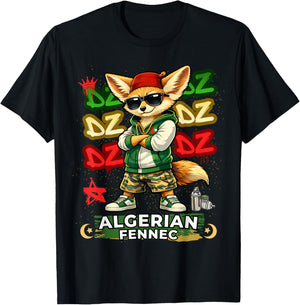 Algérien Fennec Fox Streetwear Desert Fox DZ Pride Urban T-Shirt - T-Shirt | Black