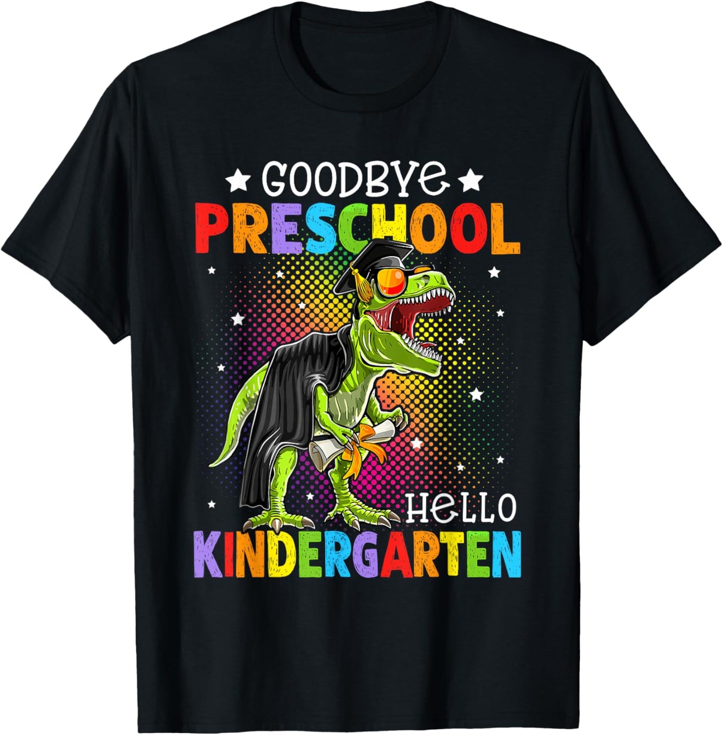 Preschool Graduation Hello Kindergarten T-Rex Dino Boys Kids T-Shirt - T-Shirt | Black