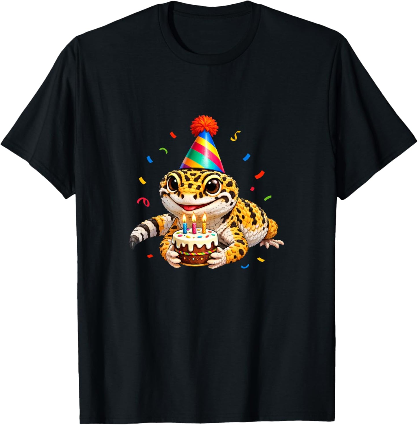 Birthday Leopard Gecko Kids Toddlers Boys Girls T-Shirt - T-Shirt | Black