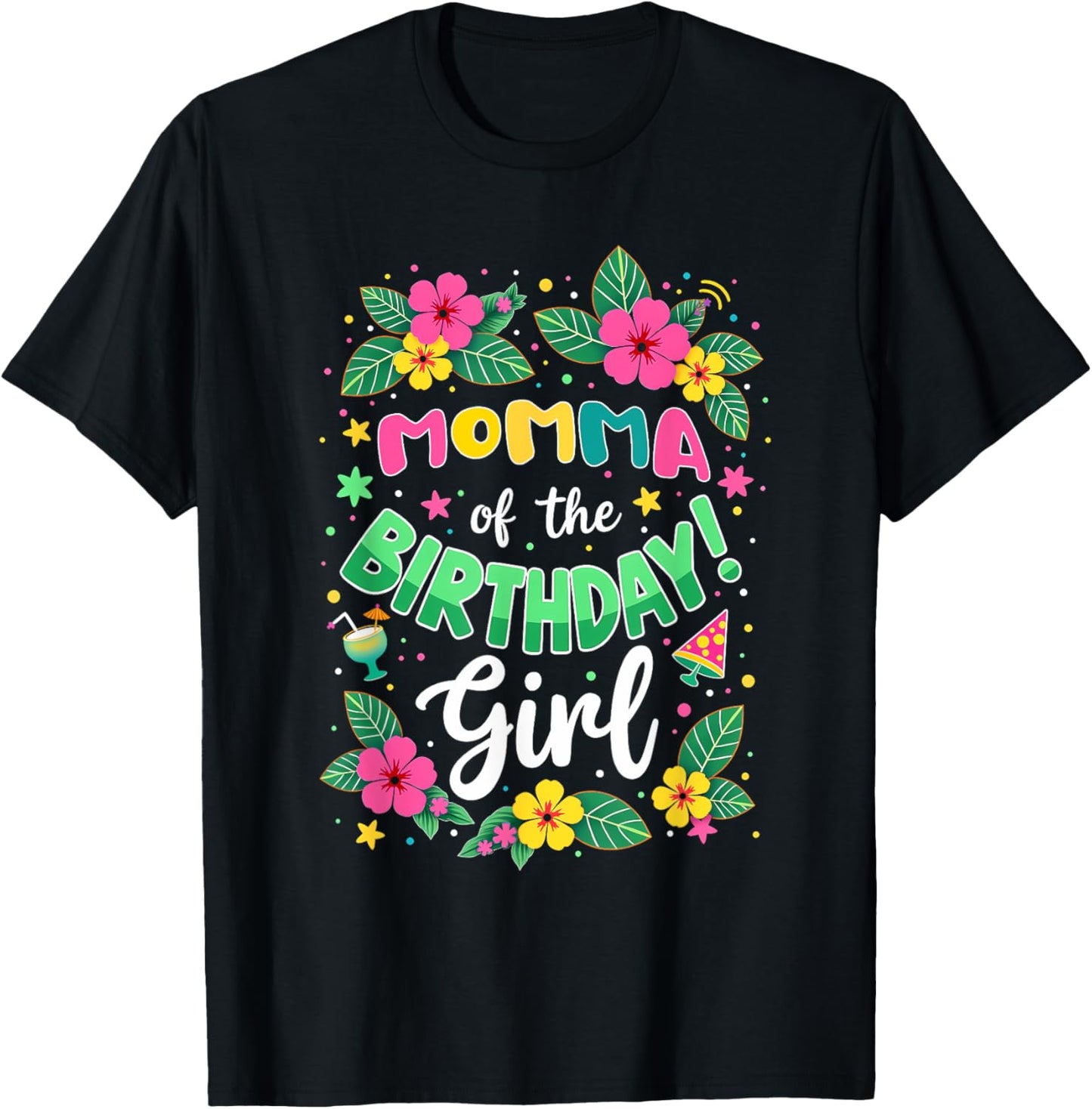 Aloha Hawaii Mommy Momma Of The Birthday Girl T-Shirt - T-Shirt | Black