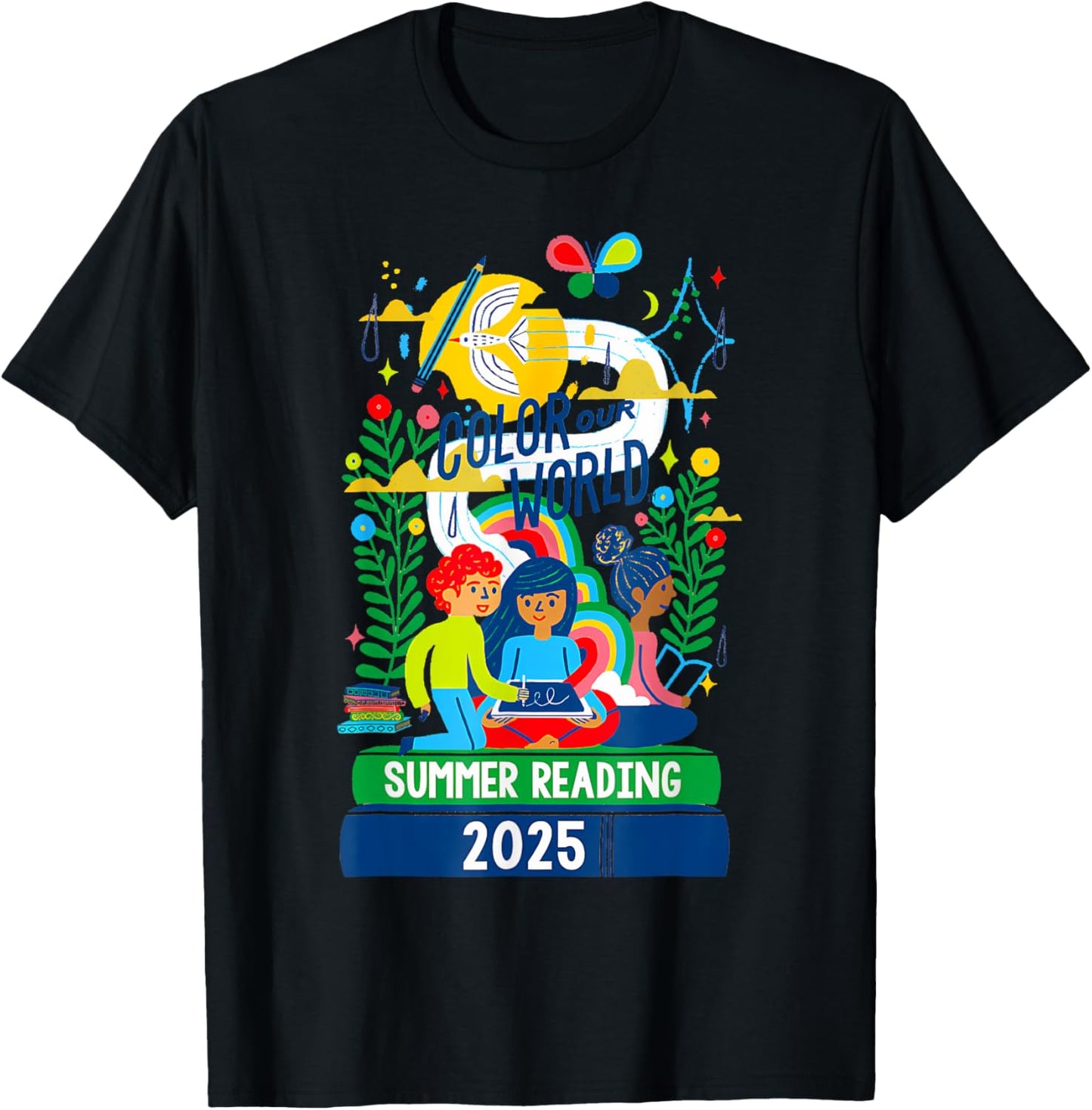 Color Our World Summer Reading Program 2025 Book Lover T-Shirt - T-Shirt | Black