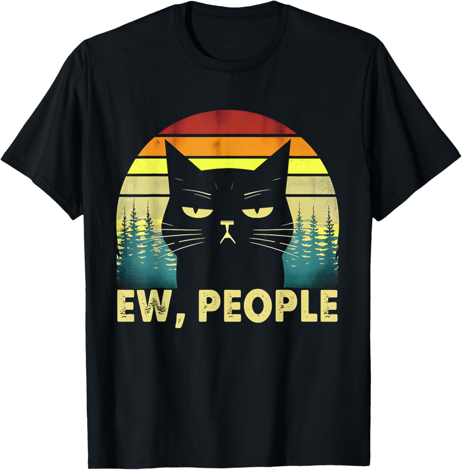 Sarcastic Cat Ew People Shirt Cat T-Shirt - T-Shirt | Black