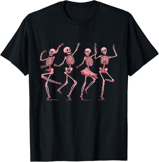 Funny Dancing Skeletons Halloween Dance of Death Skeleton T-Shirt - T-Shirt | Black