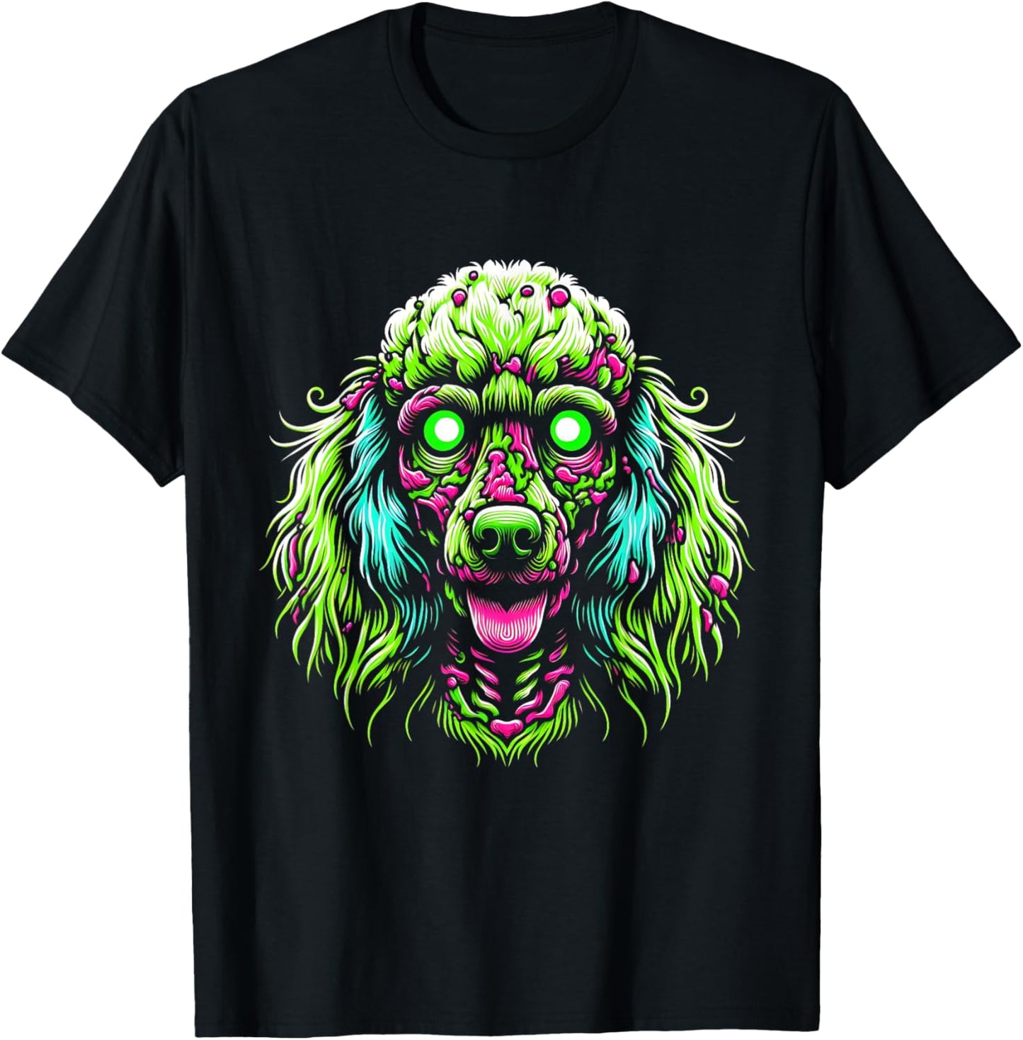 Zombie Poodle Dog Ghost Dark Halloween Horror Skeleton Gifts Men Women Kids T-Shirt - T-Shirt | Black