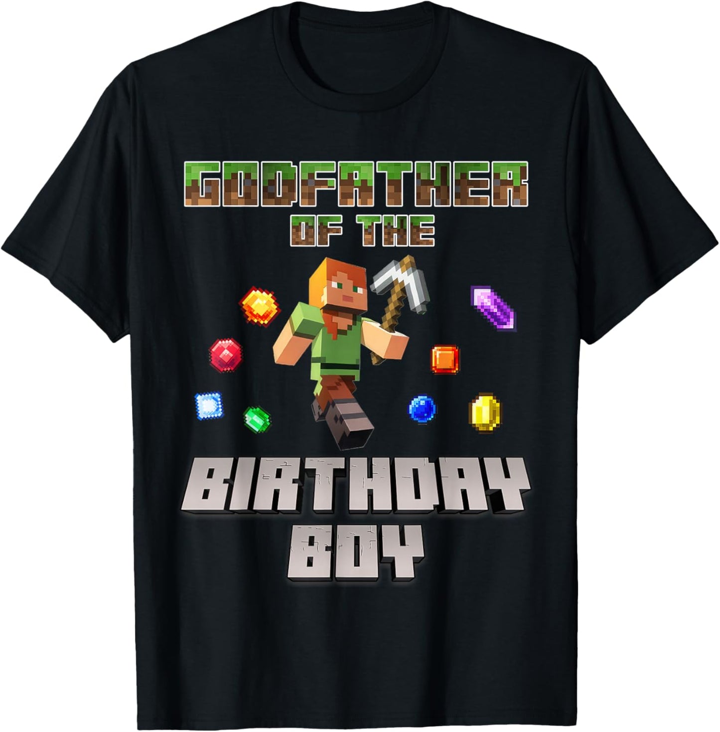 Godfather Of The Birthday Boy Video Gamer Pixel Number T-Shirt - T-Shirt | Black