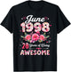 28 Year Old June 1998 Floral 28th Birthday Men Women T-Shirt - T-Shirt | Black