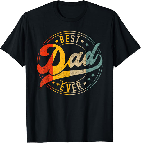 Best dad Ever Vintage Colors Retro Fathers Day Birthday T-Shirt - T-Shirt | Black