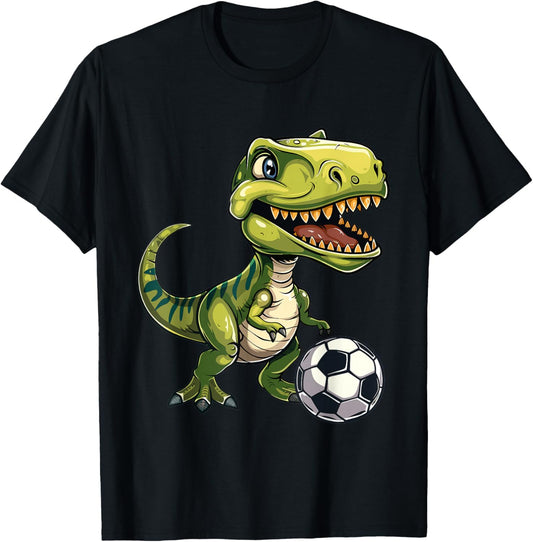 T-Rex playing soccer ball, soccer for kids T-Shirt - T-Shirt | Black