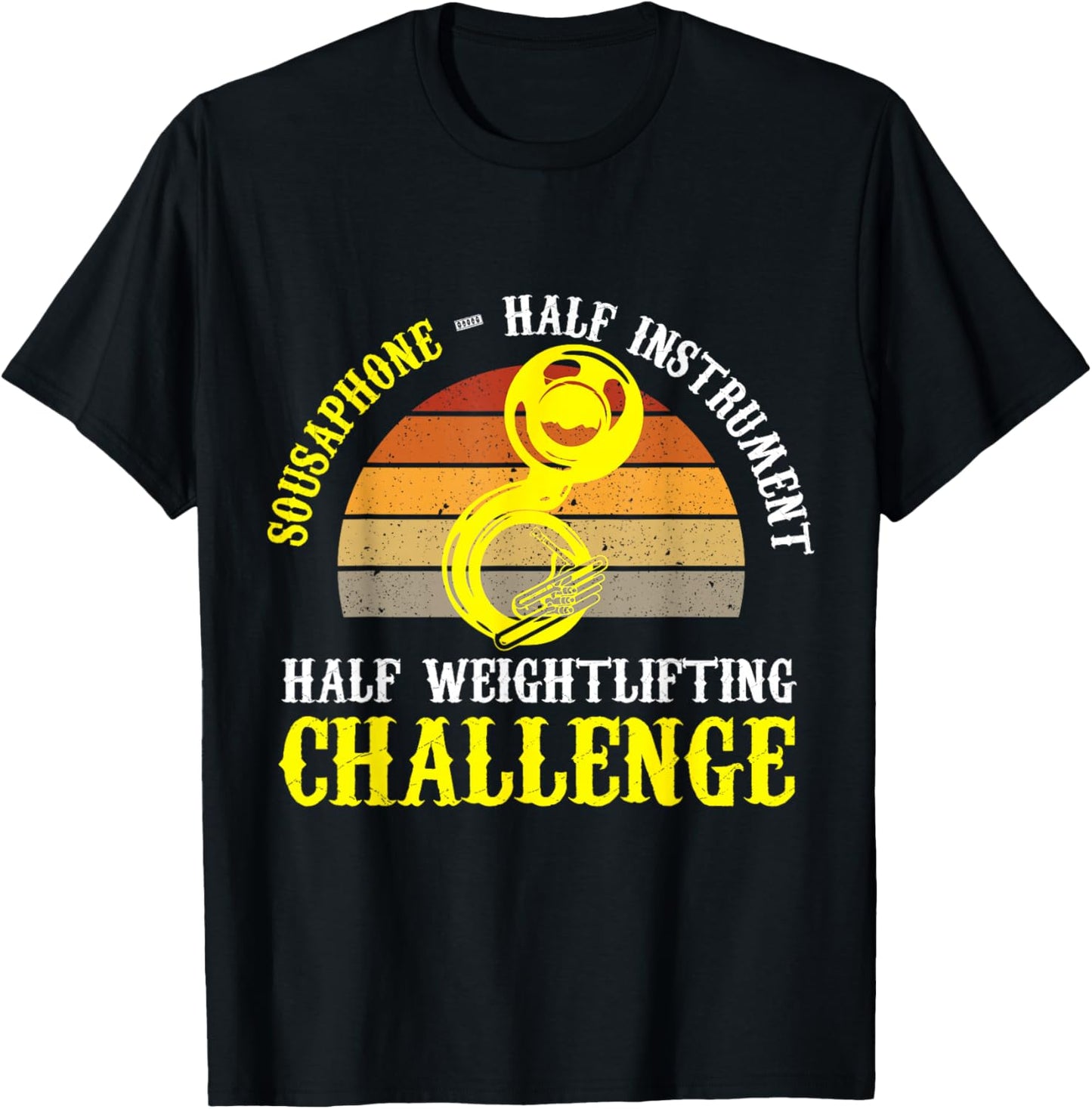Sousaphone Half Instrument Half Weightlifting Challenge T-Shirt - T-Shirt | Black