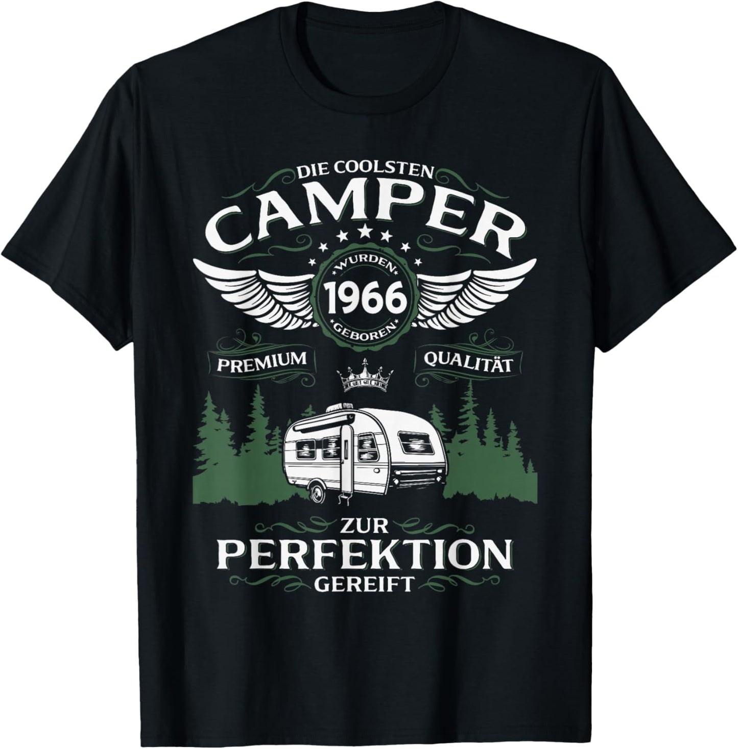 60. Geburtstag Mann Camper Camping Helden 1966 Lustiges T-Shirt - T-Shirt | Black