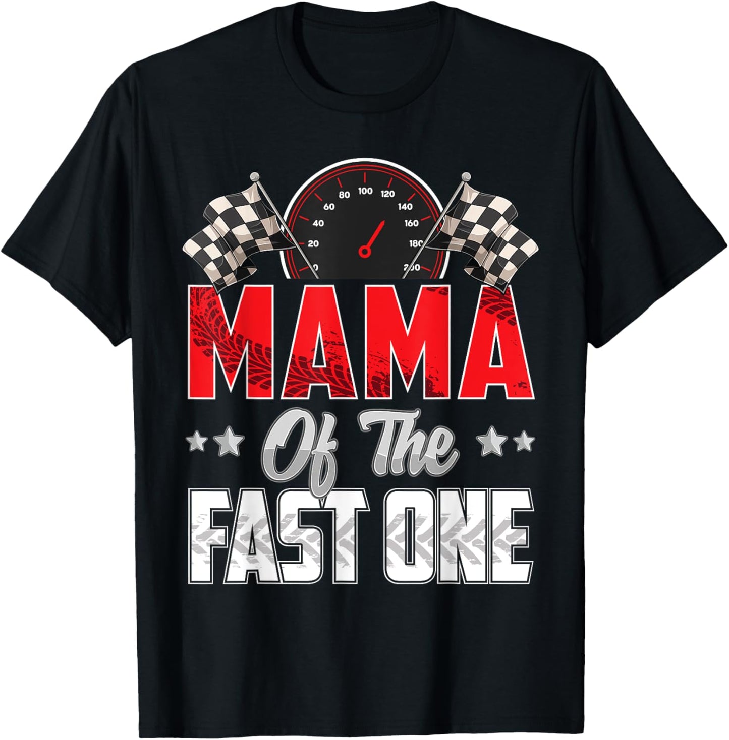 1 year old racing car fast one birthday 1st Family Mama T-Shirt - T-Shirt | Black