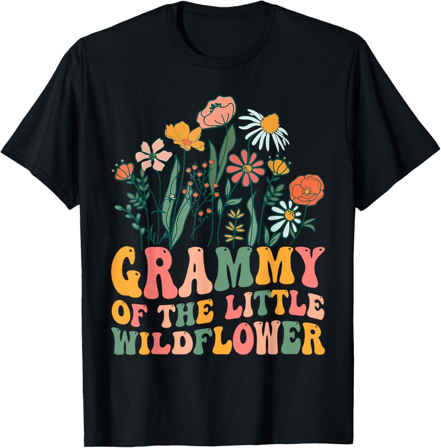 Grammy Of The Little Wildflower Birthday Party Baby Shower T-Shirt - T-Shirt | Black