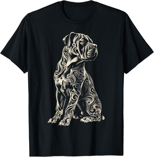 Cane Corso Dog Tribal Vintage Retro Graphic T-Shirt - T-Shirt | Black