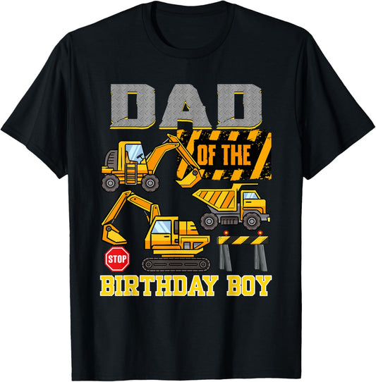 Dad of The Birthday Boy Construction Worker Birthday T-Shirt - T-Shirt | Black