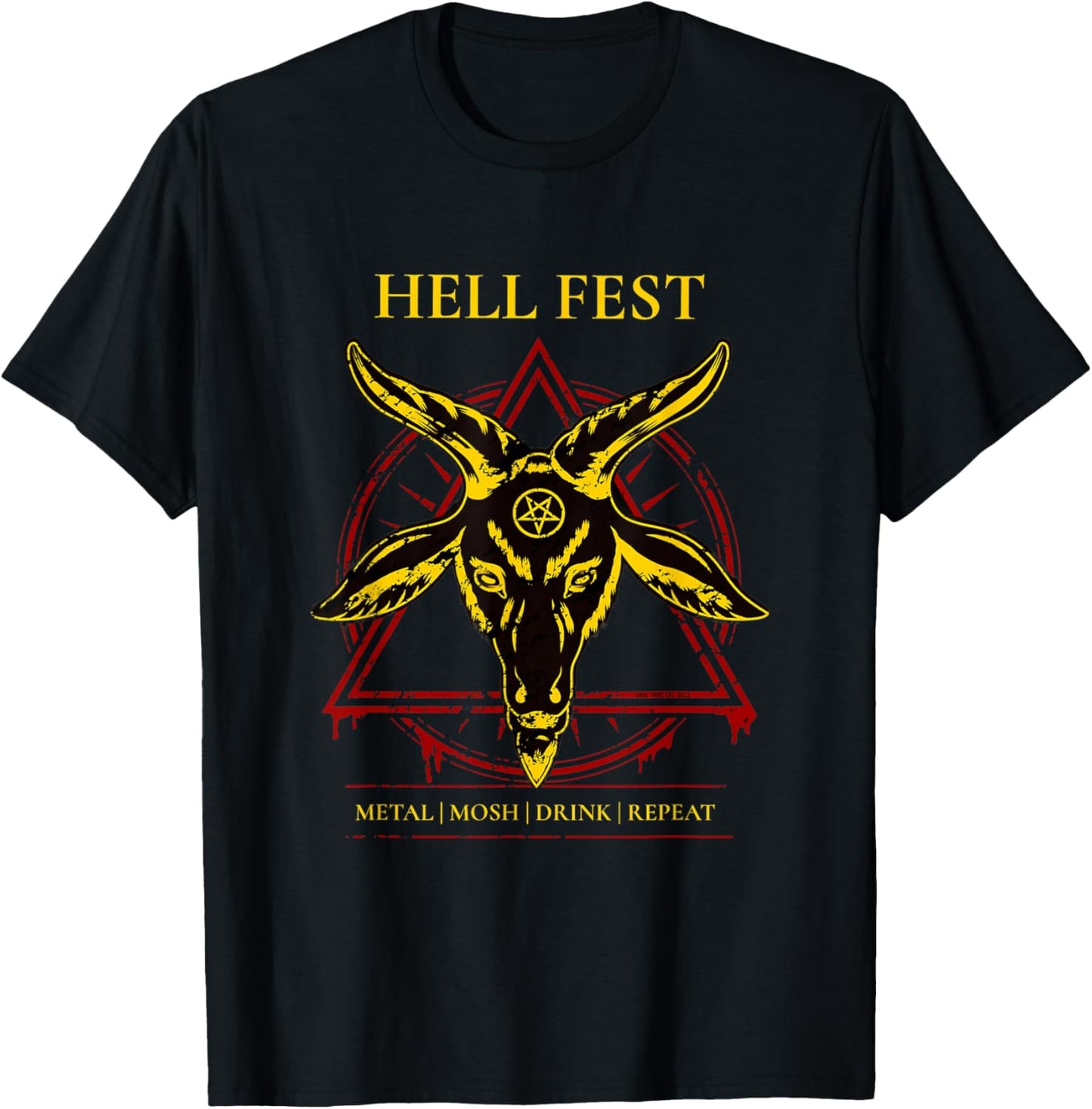 HellFest Metal Mosh, Drink, Repeat Baphomet T-Shirt - T-Shirt | Black