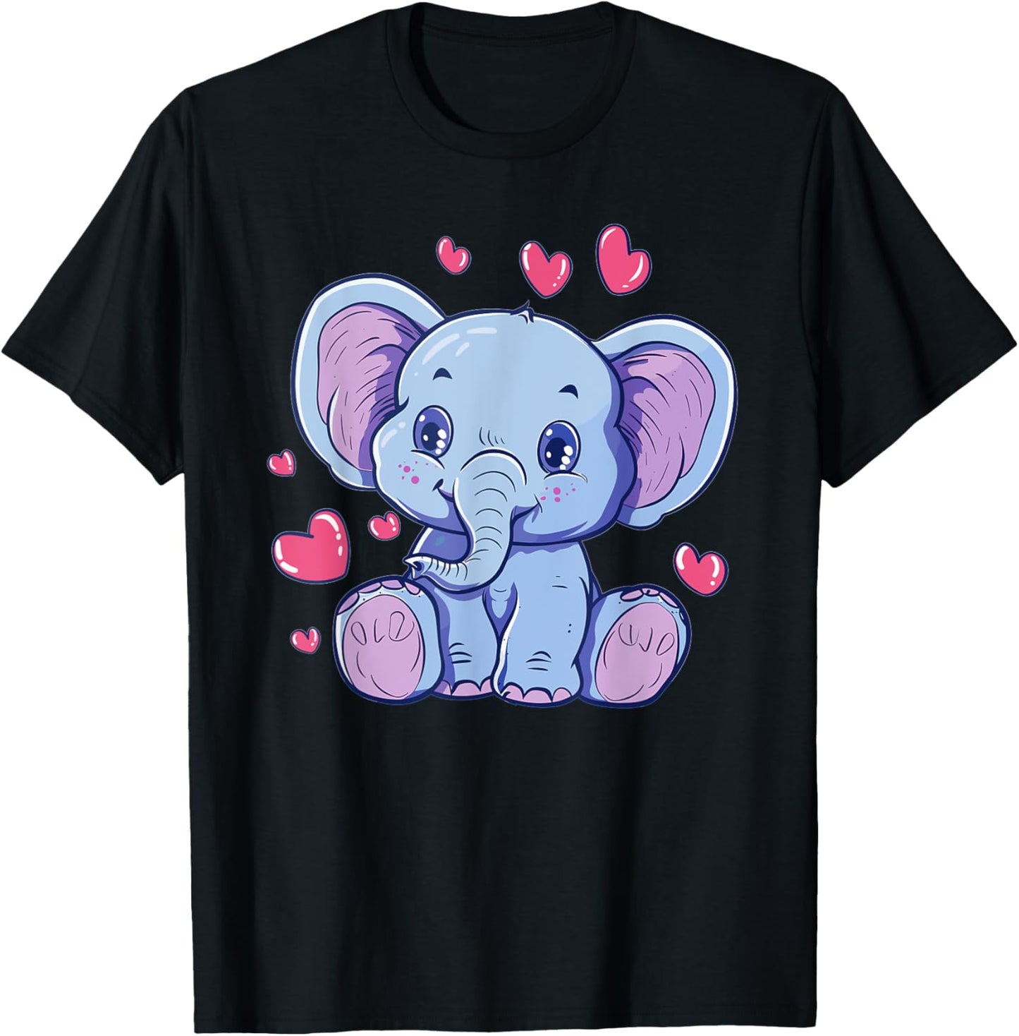 Cute Elephant With Hearts I Kids Elephant T-Shirt - T-Shirt | Black