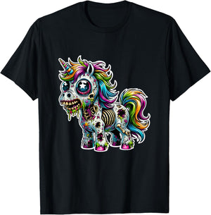 Zombie Unicorn Scary Halloween Horror Monster Design T-Shirt - T-Shirt | Black