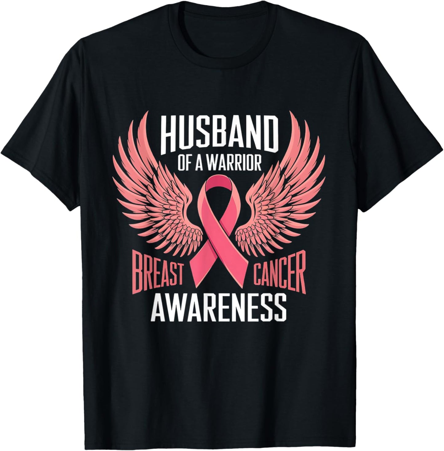 Husband of a Warrior Breast Cancer Awareness Support T-Shirt - T-Shirt | Black