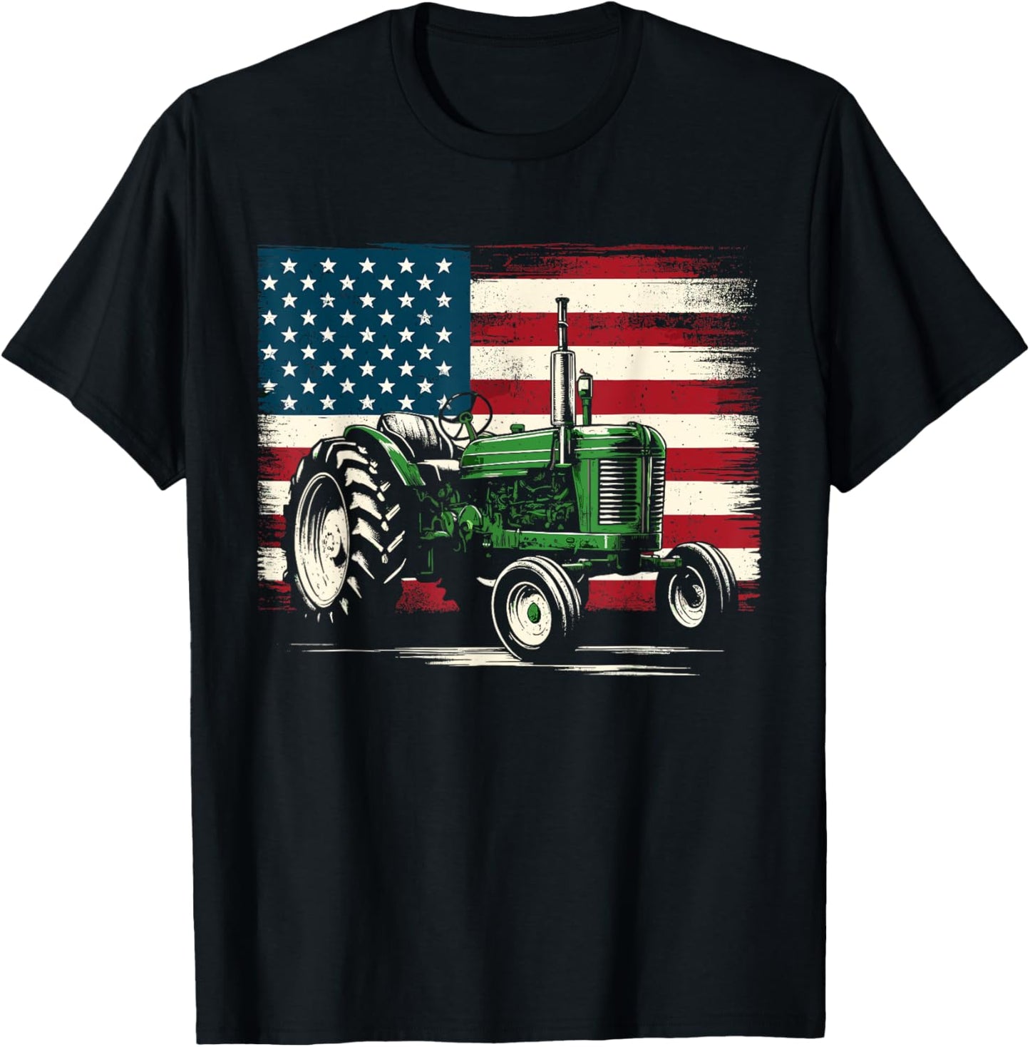 Agriculture Farm Tractor USA Flag Retro American Farm USA Kids Men T-Shirt - T-Shirt | Black