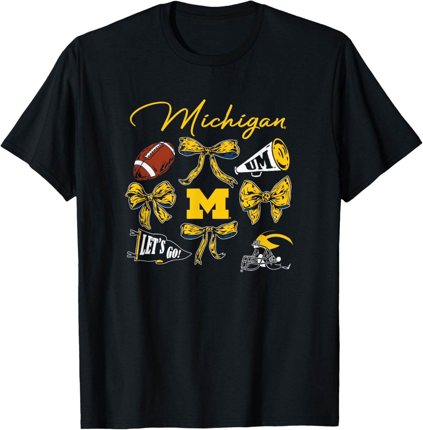 Michigan Wolverines Football Bow Navy Officially Licensed T-Shirt - T-Shirt | Black