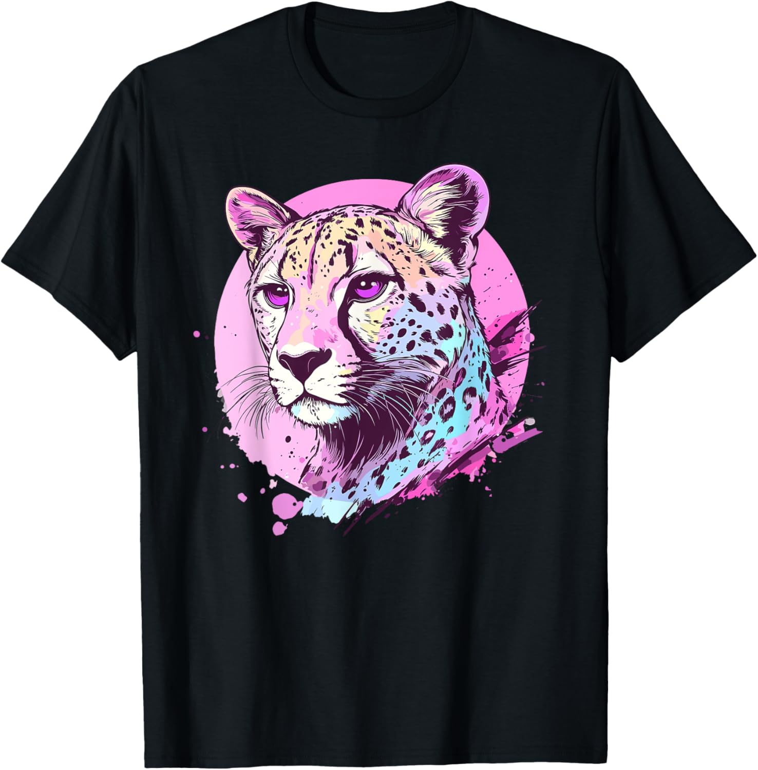 Bold Leopard Artistic Colors T-Shirt - T-Shirt | Black