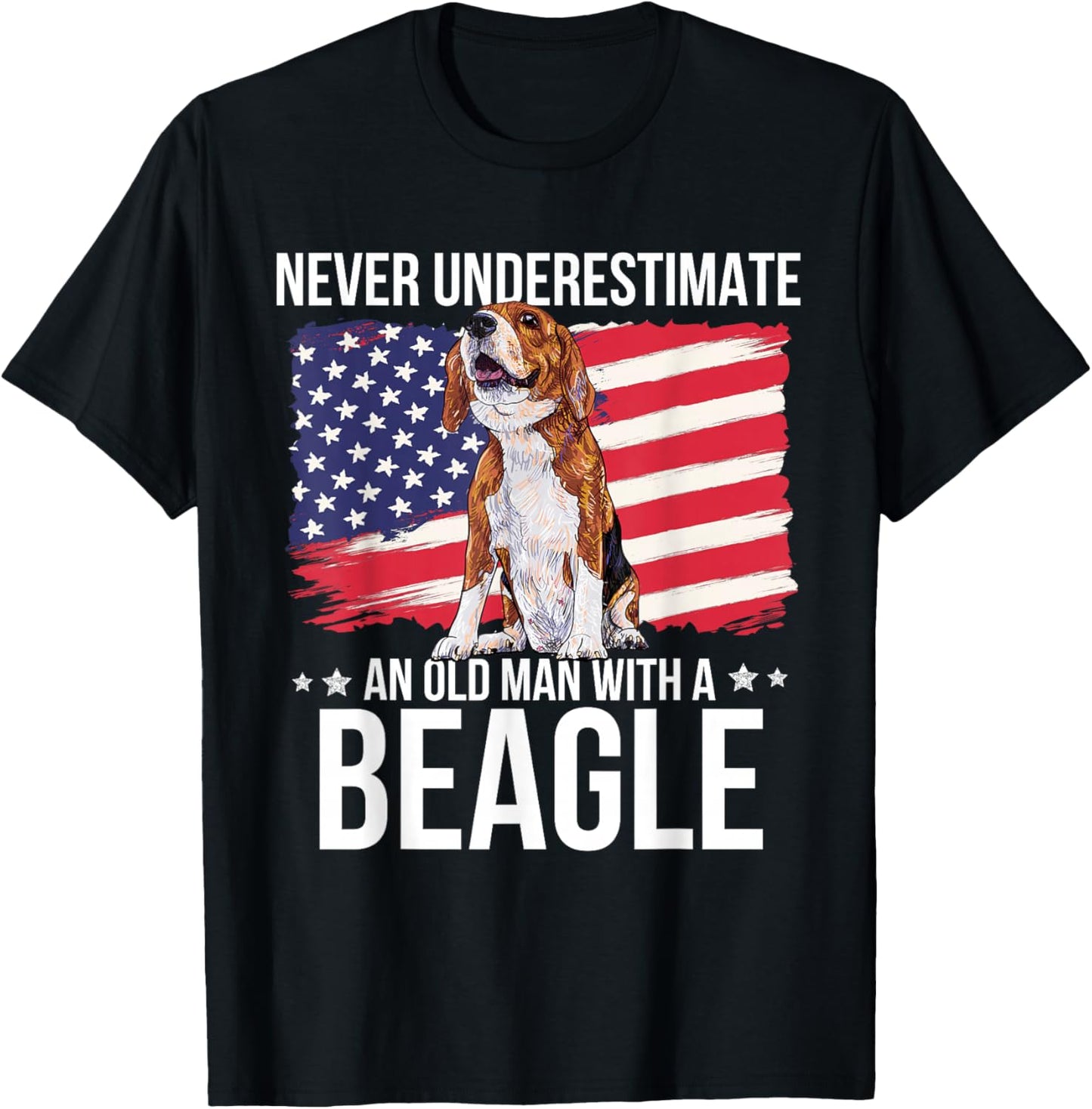 Never Underestimate An Old Man With A Beagle Funny Pet Lover T-Shirt - T-Shirt | Black