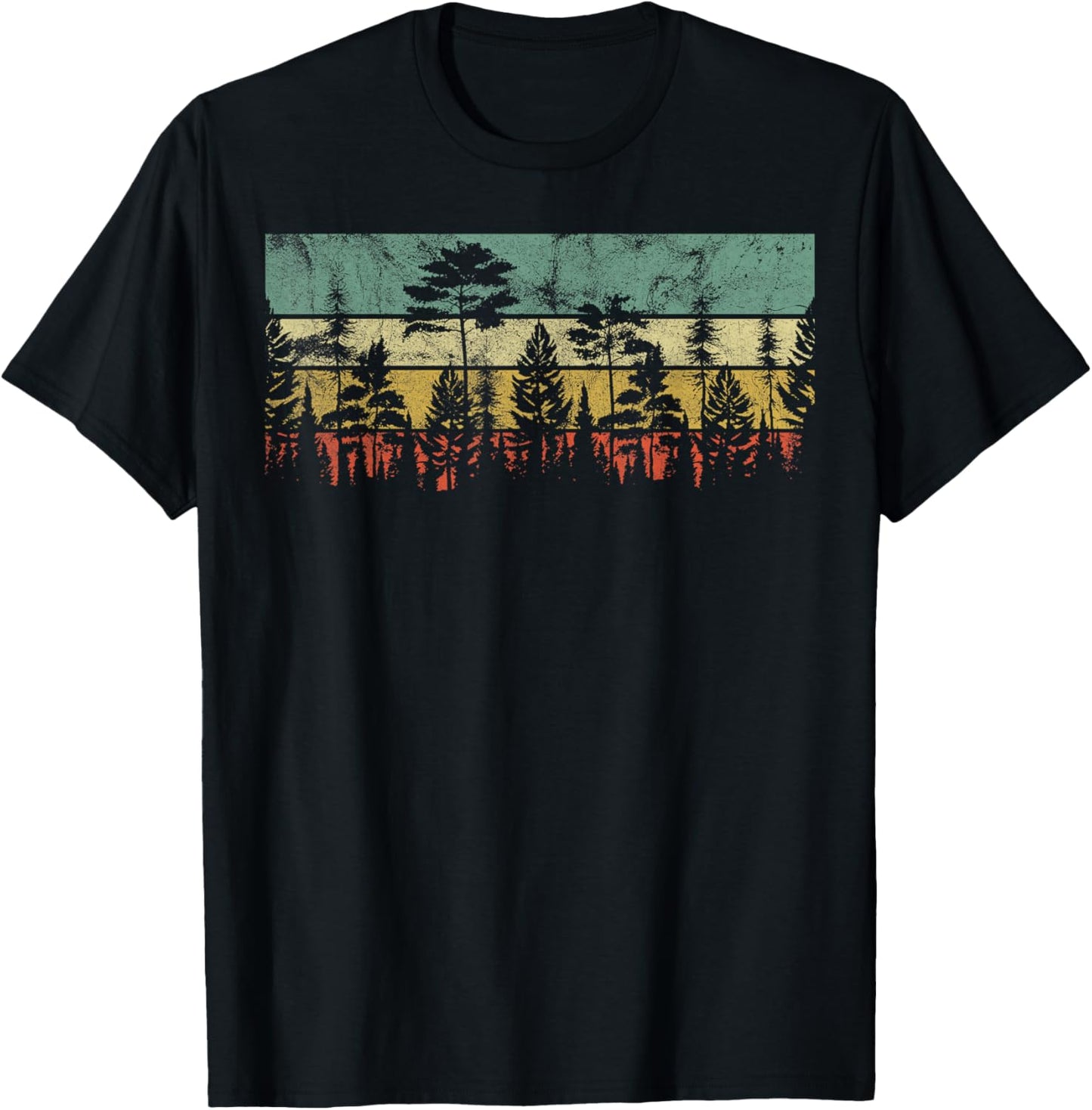 Trees Outdoors Wildlife Nature Vintage Forest Nature Retro T-Shirt - T-Shirt | Black
