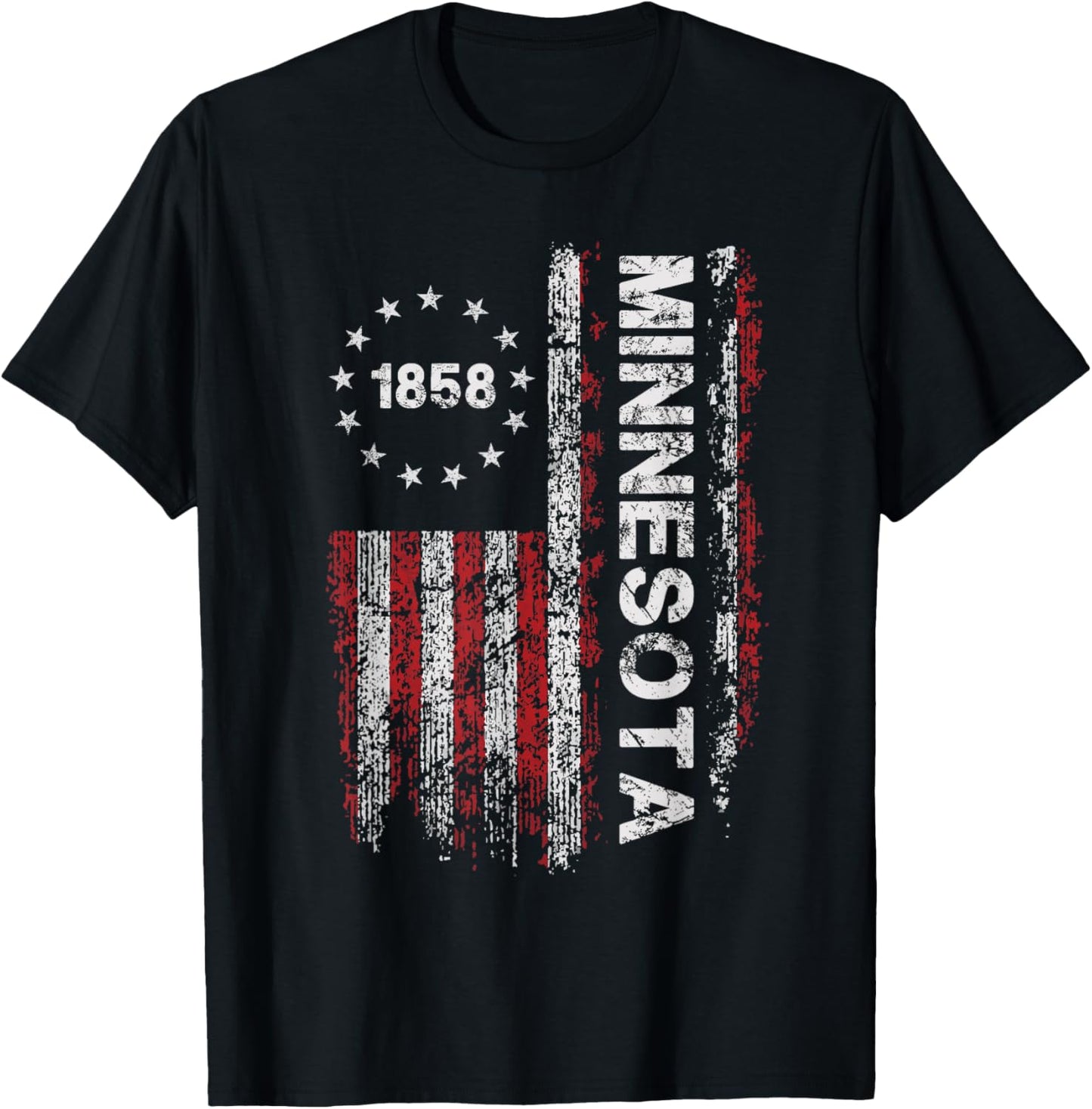 1858 Minnesota State US Flag Vintage Women Youth T-Shirt - T-Shirt | Black